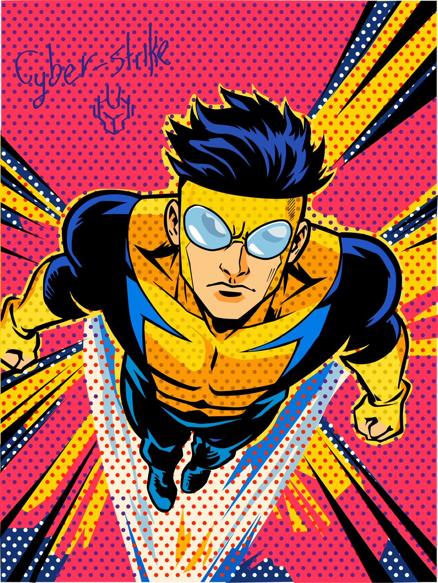 CyberStrike239's tweet photo. “Directo desde el cielo… 💥
Nada puede detenerlo.
Invencible en estilo pop art.”

#Invincible #PopArt #ComicStyle #Superhero #DigitalArt https://t.co/kStOakReJF