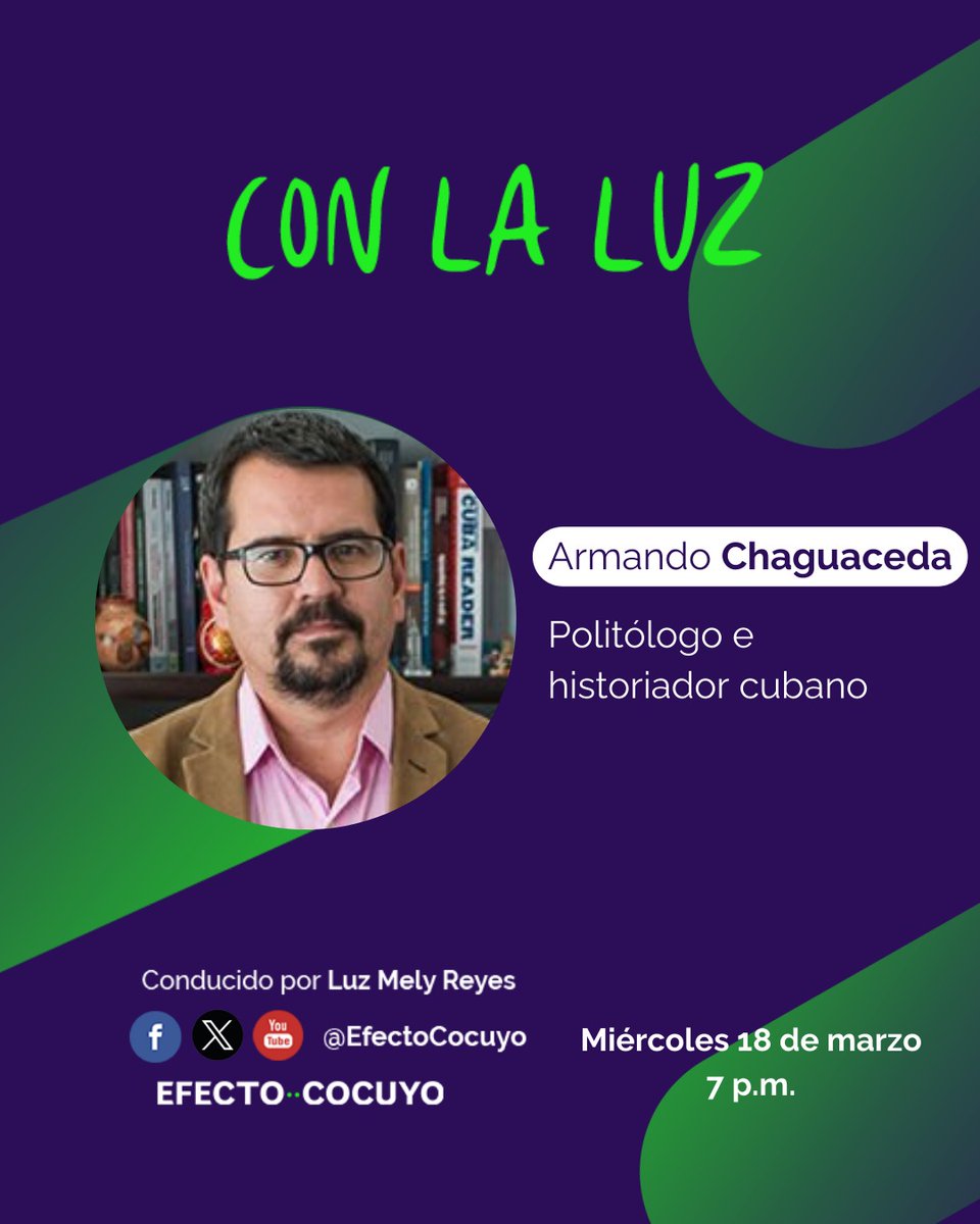 EfectoCocuyo's tweet image. #ConLaLuz || En minutos, no te pierdas a @LuzMelyReyes conversando con @DMando21 sobre la situación en Cuba.

⏰ La cita es a las 7:00 pm, por #FacebookLive, #Periscope y #YouTube ➡️bit.ly/4sOhfFd