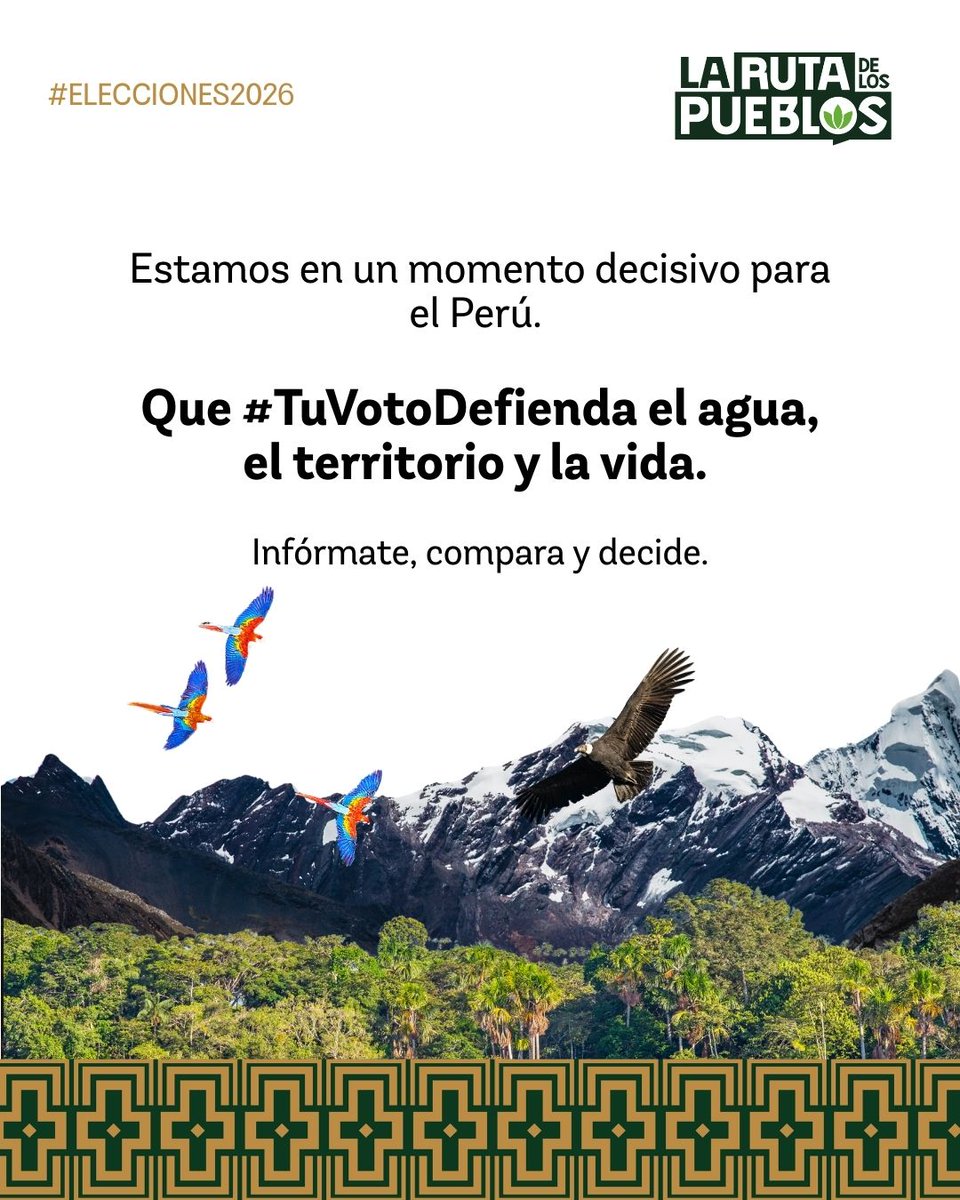 🌿 #LaRutaDeLosPueblos

El Perú vive un momento decisivo. De cara a las #Elecciones2026, volvemos sobre el camino para escuchar las voces de los territorios.

Durante 2025, la Ruta de los Pueblos impulsó encuentros en las cuatro macrorregiones del Perú. De estos diálogos surgió