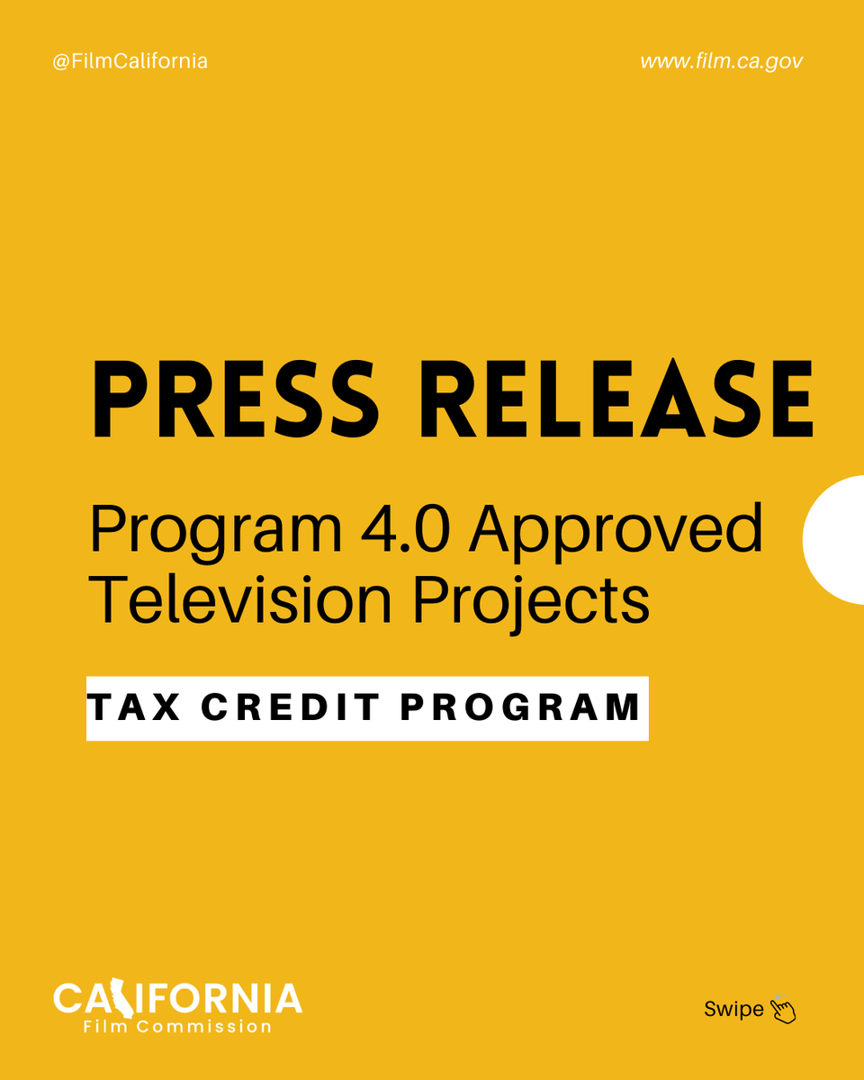 FilmCalifornia's tweet photo. Today, Governor Newsom announced 16 projects accepted to the next round of TV tax credits, adding animated and competition shows for the first time. #FilmCA #FilmCalifornia #TaxCredits https://t.co/lmGGIkTsBX