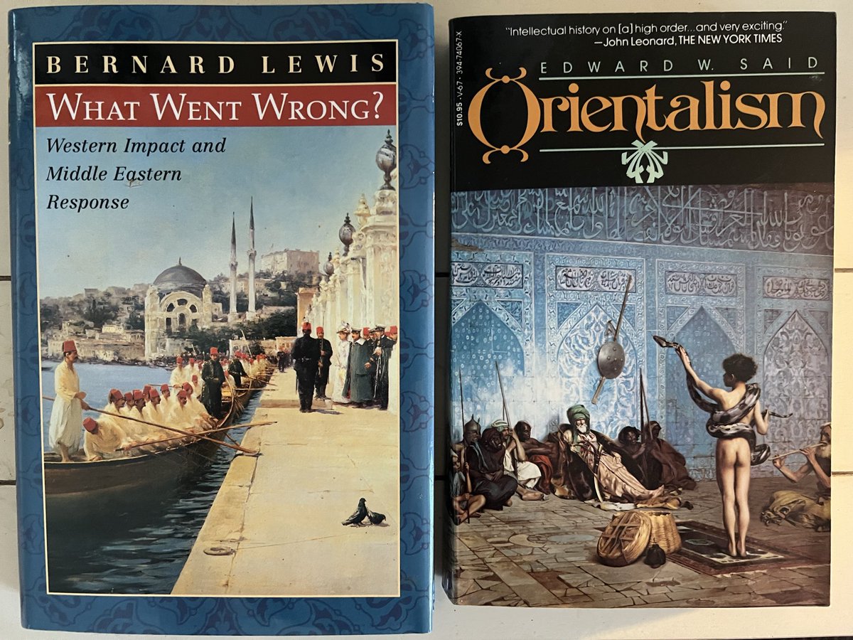 Pulled these two books out of my library this morning because the Iran headlines capture the exact intellectual showdown they represent.

One blames internal failure. Lewis in What Went Wrong? points to the region’s own civilizational choices and its long clash with modernity.
