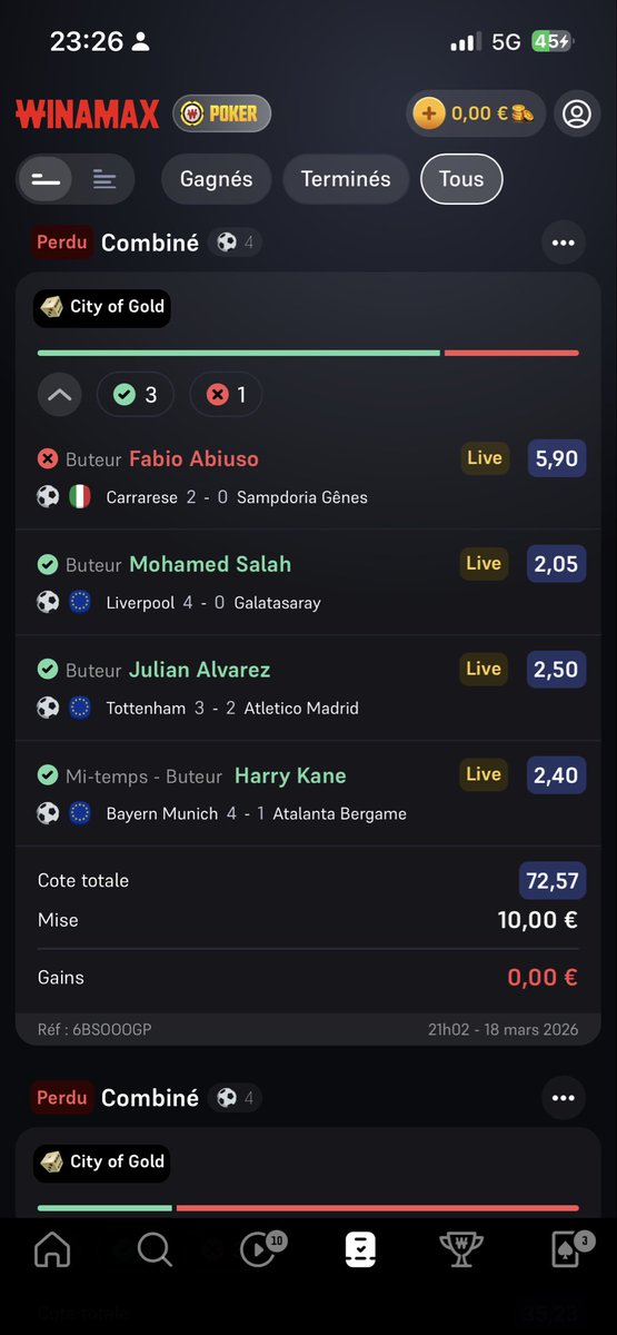 tiab_brahim7501's tweet photo. Bonsoir @WinamaxSport j’avais mis buteur ou son remplaçant sur ce joueur et son remplaçant a marqué mais je n’ai strictement rien eu est-ce normal ? https://t.co/DrFC7YNt6R