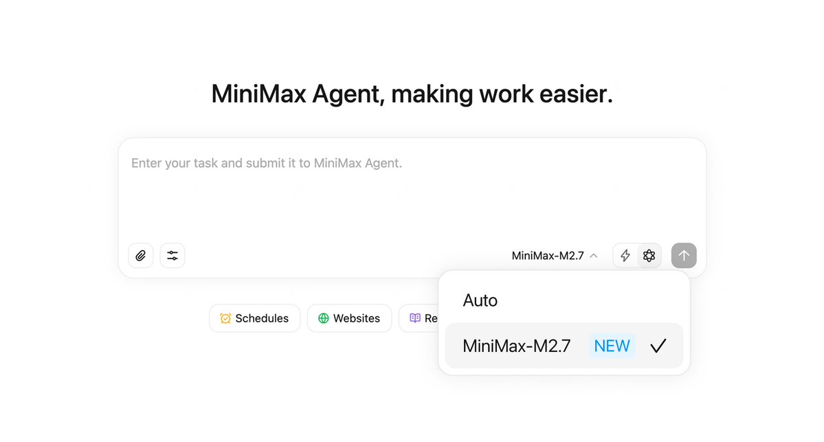 MiniMax Agent model picker