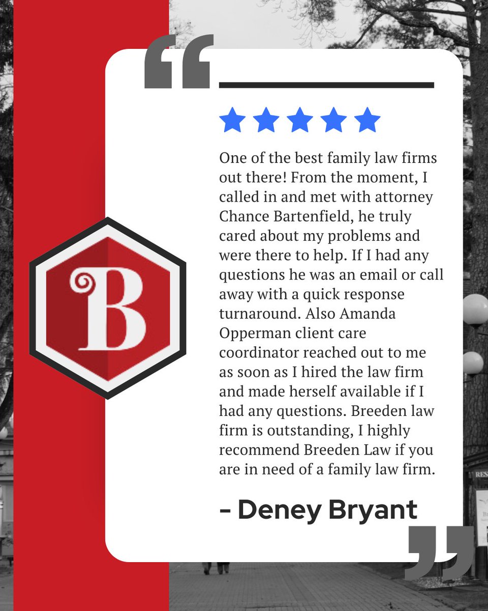 BreedenLawNC's tweet image. Thank you, Deney, for your 5⭐ review!
We’re proud to support our clients with responsive, compassionate care every step of the way. Shoutout to Attorney Chance &amp;amp; Amanda for delivering outstanding service! 🙌
#FamilyLaw #ClientAppreciation #5StarReview #FamilyCourt #LegalSupport