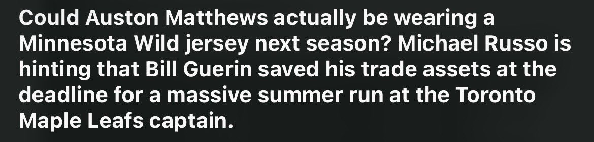Berger_BYTES's tweet image. Michael Russo is a well-connected, veteran beat writer, who started with the #Florida Panthers in 1993, then moved to the #TwinCities to cover the #MinnesotaWild. You never know.🙄 #Leafs #LeafsForever