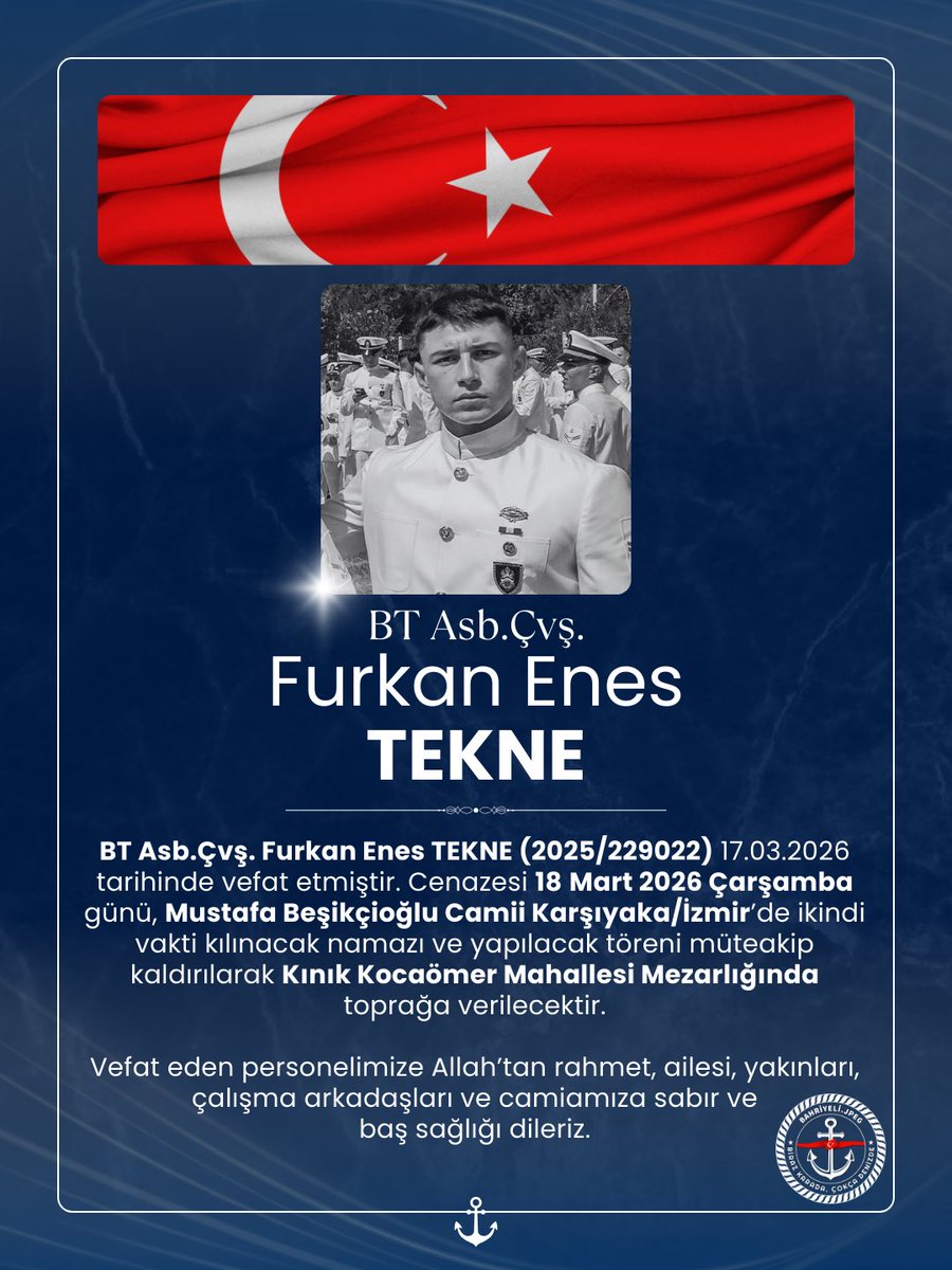 BahriyeliJpeg's tweet photo. Vefat eden personelimize Allah’tan rahmet, ailesi, yakınları, çalışma arkadaşları ve camiamıza sabır ve baş sağlığı dileriz. ⚓️🇹🇷
•
@bahriyelijpeg | @bahriyeliorg | @bahriyeli_coll
•
#BahriyeliJpeg | #DAMYO | #DzKK | #FurkanEnesTekne https://t.co/lLdLT0jqqG