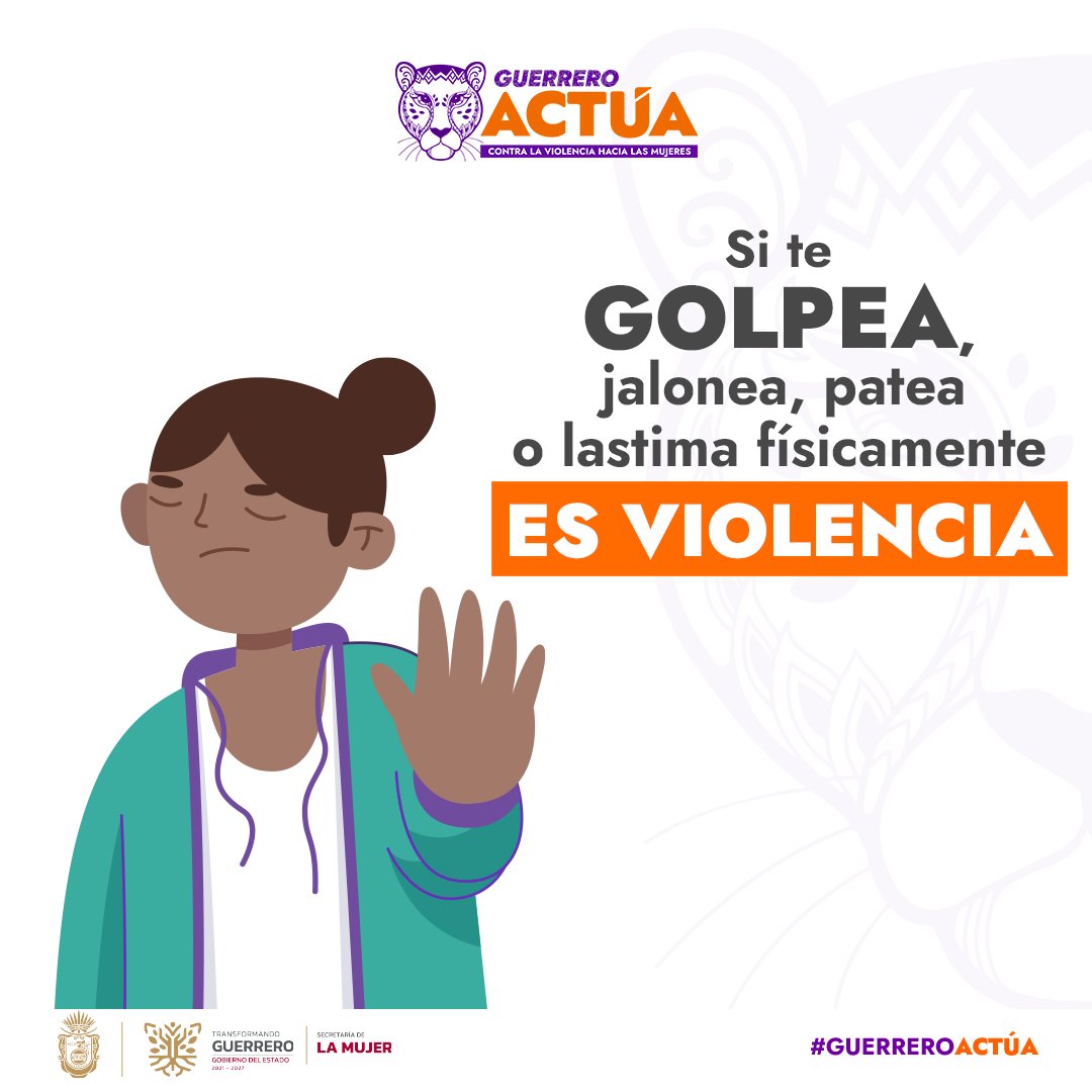 🔍 Sabías que... la violencia física contra las mujeres incluye cualquier acto de fuerza física que cause daño o lesiones, y afecta gravemente la salud mental y emocional de las víctimas.

✋Si te encuentras en esta situación, pide ayuda o denuncia al 911. #GuerreroActúa🟣🟠