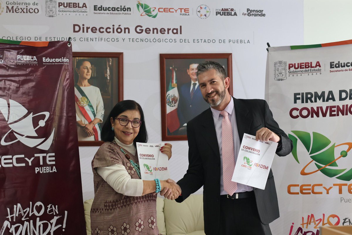 ✒️📑Se firmó un convenio de colaboración con Academi México que fortalece la vinculación entre la formación educativa y el desarrollo de habilidades para la vida y el trabajo. 🤝✨

#PorAmorAPuebla #PensarEnGrande #CECyTEPuebla #HazloEnGrande #OrgulloCECyTE #orgullocecyte
#STEAM