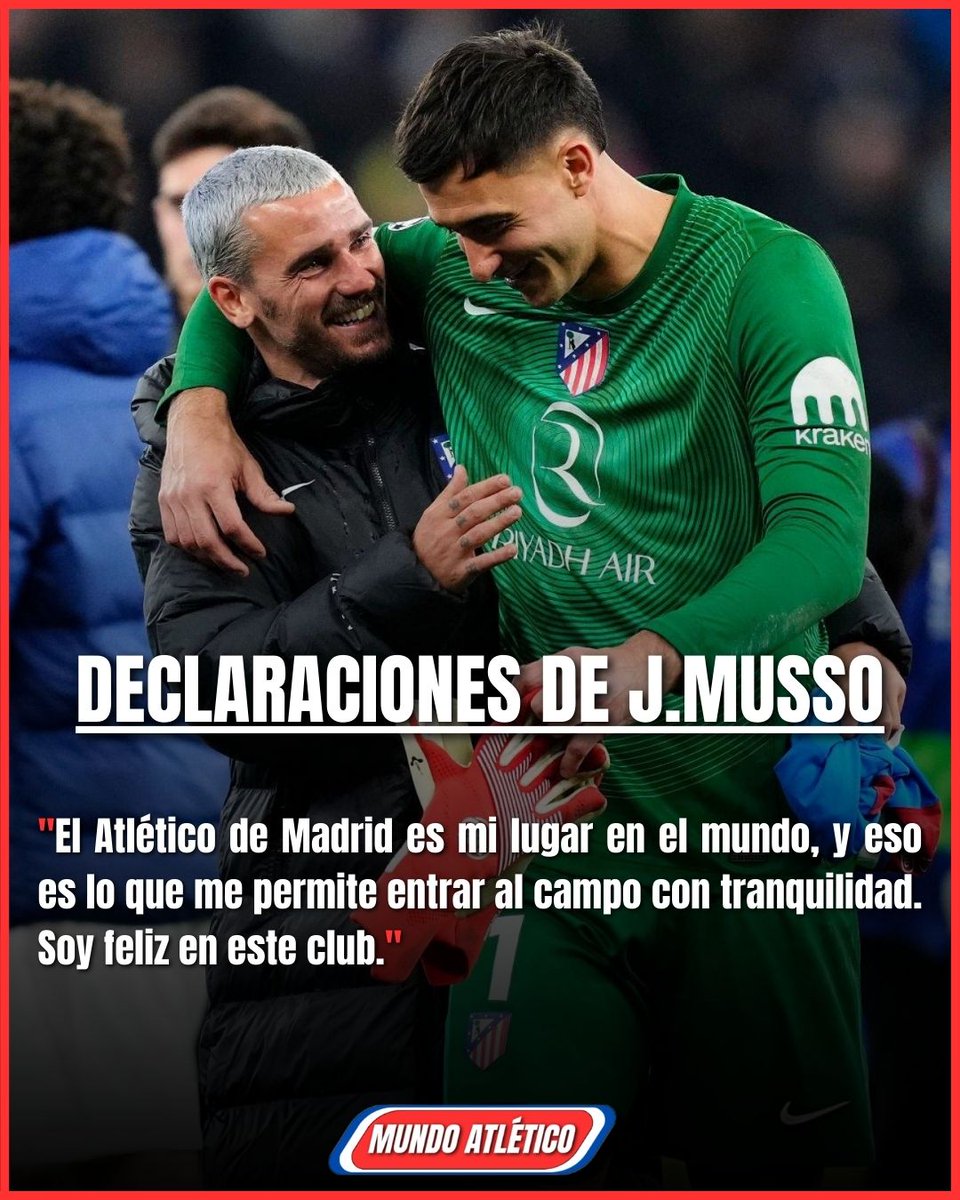 Atletico1_9_0_3's tweet photo. ♥️🤍MUSSO sobre como se siente en el ATLÉTICO DE MADRID 

"El Atlético de Madrid es mi lugar en el mundo, y eso es lo que me permite entrar al campo con tranquilidad. Soy feliz en este club." https://t.co/TFWlq7aXyi