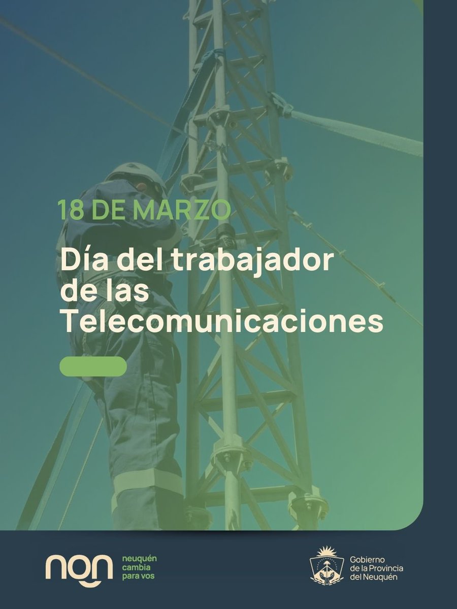 OPTIC_Nqn's tweet photo. 📡 18 de marzo | Día del Trabajador y la Trabajadora de las Telecomunicaciones

Reconocemos a quienes, con compromiso y vocación, sostienen la conectividad en todo el territorio y hacen posible una provincia más integrada y comunicada.

Gracias por su labor esencial. 💻🌐 https://t.co/fLCWyiGsKJ