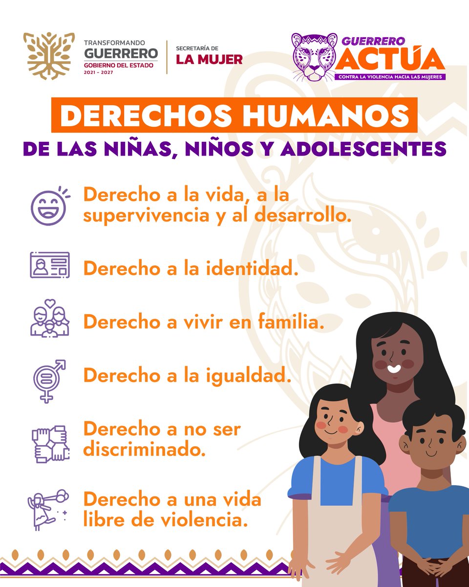 📢 ¡Conoce los derechos fundamentales para el bienestar de las niñas, niños y adolescentes guerrerenses, los cuales son inalienables y fundamentales para el desarrollo de nuestra sociedad.👧👦

#GuerreroActúa para reconocer, proteger y promover sus derechos todos los días. ✨