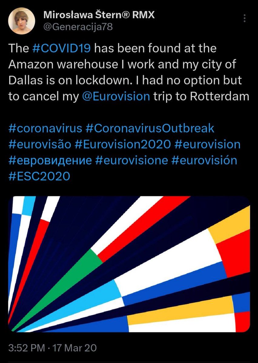 Generacija78's tweet photo. It happened #onthisday, six years ago. In the early breakfast hours of 18 March, 2020, the European Broadcasting Union made it official announcing that the #Eurovision2020 would not be held due to the #COVID19 pandemic.

 I had done the same less than 24 hours earlier. https://t.co/faxh1sn8gt