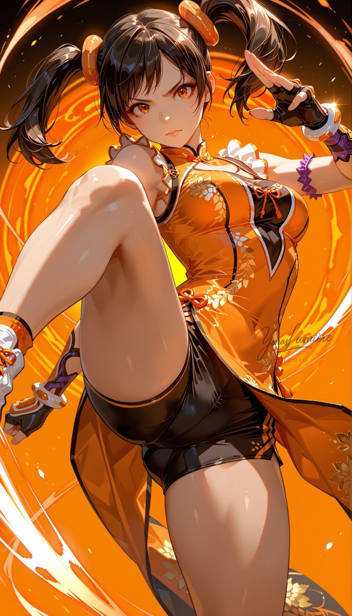 oneesan_aiart's tweet image. Ling Xiaoyu — cheerful, energetic, and full of determination, she dances through every fight with agility and spirit that never backs down 💛✨ #LingXiaoyu #Tekken #aiart