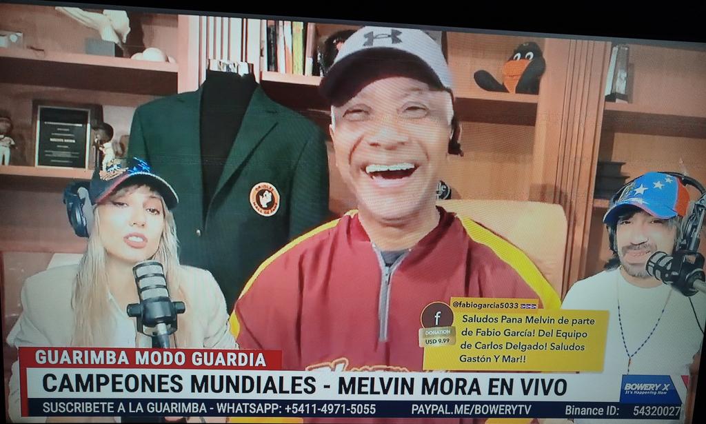 OdLuisMarcano's tweet photo. Melvin Moran celebra con nosotros el triunfo de Venezuela en el béisbol.

Y agradeció a @ChacoCma y @GastonLevar ayudar y ser vitrina para Venezuela https://t.co/mZ5uWM2pCc