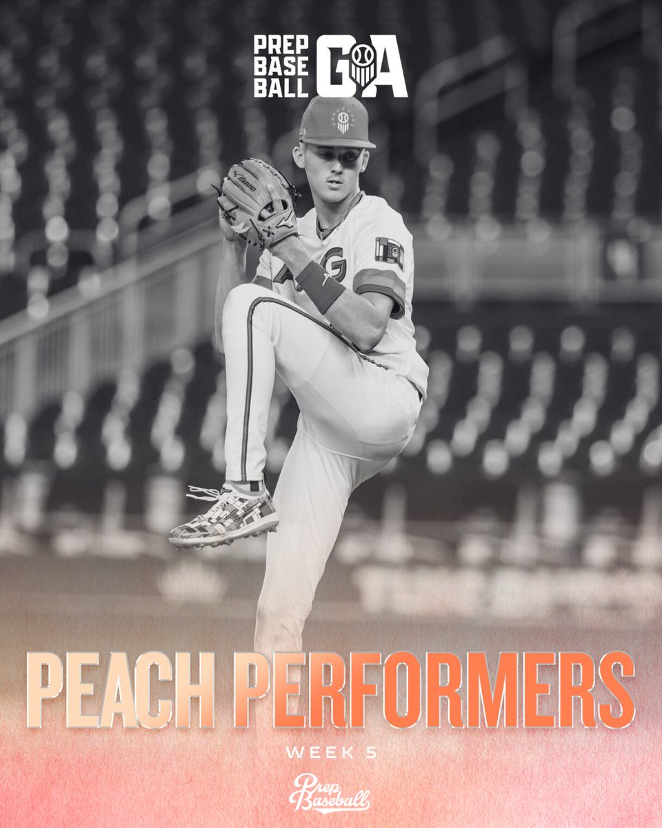 PrepBaseballGA's tweet photo. 𝐏𝐞𝐚𝐜𝐡 𝐏𝐞𝐫𝐟𝐨𝐫𝐦𝐞𝐫𝐬 🍑 
𝐖𝐞𝐞𝐤 𝟓

#PeachPerformers for week 5 were announced Sunday on the podcast. Head over to YouTube to check out the full episode.

'26 RHP Blake Bryant, Clemson commit
'26 LHP Nick Bobrowski, Georgia Southern commit
'29 INF Grayson Parker

🔗 https://t.co/6Yq2bqcwcw