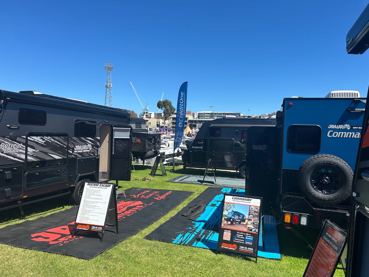 creditonegroup's tweet photo. Check out JAWA Offroad Campers at the Perth Caravan &amp; Camping Show from March 19–22!

If something catches your eye 👀
The team at Credit One Finance is ready to help you hit the tracks sooner – give them a call on 📞 1300 097 097 and get your journey underway! https://t.co/P1R6PfjdDd