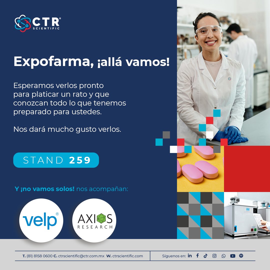 ctr_scientific's tweet photo. ¡Nos vemos en @ExpoFarma_Mx 2026! 🧪

📅 15 al 17 de abril
📍 World Trade Center Ciudad de México
🔹 Stand #259

¡Te esperamos! 🤝 https://t.co/GNjkT1czoi