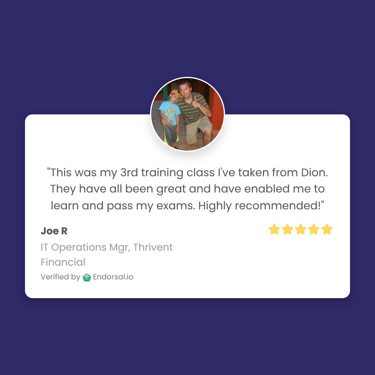 Thanks, Joe R! Check out what our students are saying about our courses at DionTraining.com