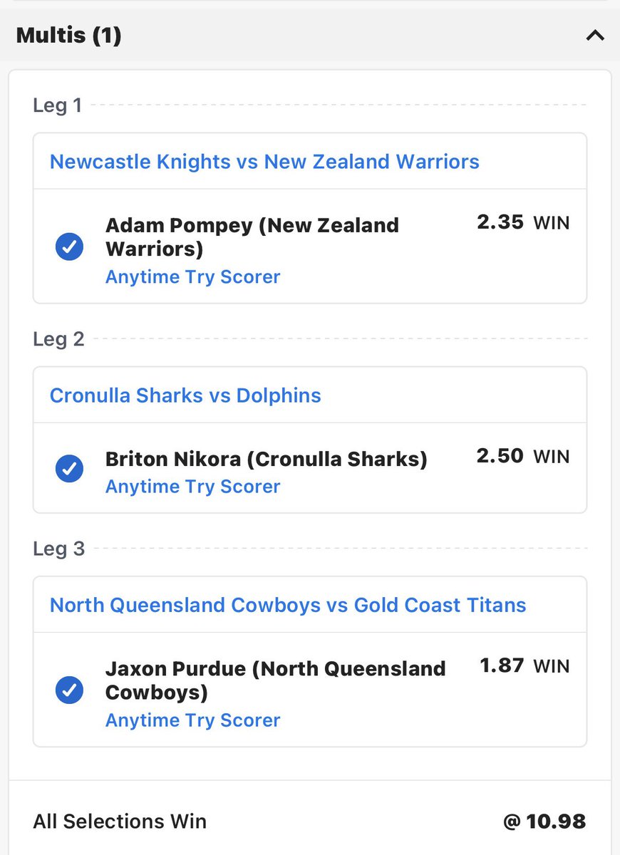 SullyLeagueTALK's tweet photo. #NRLMulticulturalRound Multi
plays as heard @SportsBrekky with Jacob & Wayne..H2H Storm/Warriors/Sharks/Cowboys@$4.67 🏉🏉🏉 Anytime Try Scorer & Eels/Dragons & Cowboys/Titans Same Game Multis 👉👉👉 @jlandsme_93 @tsc913sportfm @glmooe @PerthGuru1988 https://t.co/SUI7KGXbzj