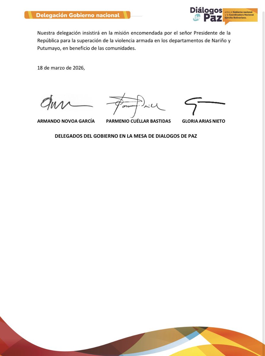 Lamentamos sinceramente el asesinato de Alexander,uno de los hombres de la CNEB q más había trabajado con nosotros x el desescalamiento del conflicto,las transformaciones territoriales y el regreso de los combatientes a la vida civil.Aquí el pronunciamiento de nuestra Delegación.