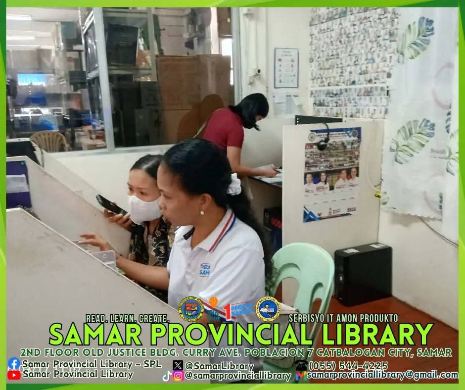 SamarLibrary's tweet photo. Tuesday office moments: helping clients find the books they need and assisting others with online E-Gov. services. Small tasks, big impact when it comes to community service.

#SamarProvincialLibrarySPL
#ReadLearnCreate
#SerbisyoItAmonProdukto
#OnePeopleOneSamar 
#SPLclients https://t.co/yIJDwASW8p