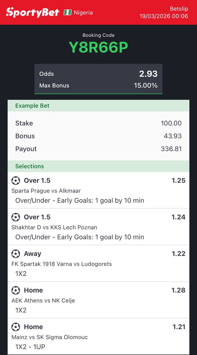 3 odds 

Y8R66P

We go again🚀 Every setback is setting you up for something greater
