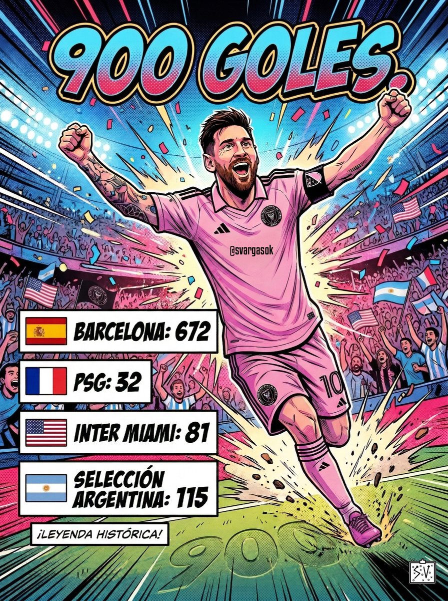 🐐 ¡Lionel Andrés Messi Cuccittini acaba de alcanzar los 9⃣0⃣0⃣ goles en su carrera profesional!

🇪🇸 Barcelona: 672.
🇫🇷 PSG: 32.
🇺🇸 Inter Miami: 81.
🇦🇷 Selección Argentina: 115.