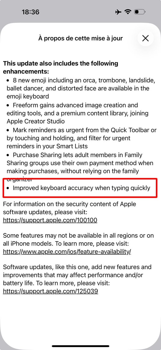 Apple says iOS 26.4 brings “improved keyboard accuracy when typing quickly.”