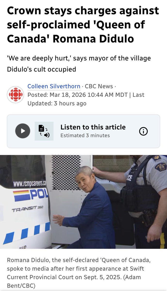 TQP780's tweet image. Those are some familiar words unfortunately. 

Can’t say I’m surprised, but I’m curious to see the reasons why. 

🔗 cbc.ca/news/canada/sa…

#StayOfProceedings #CriminalCharges #Cult #Canada