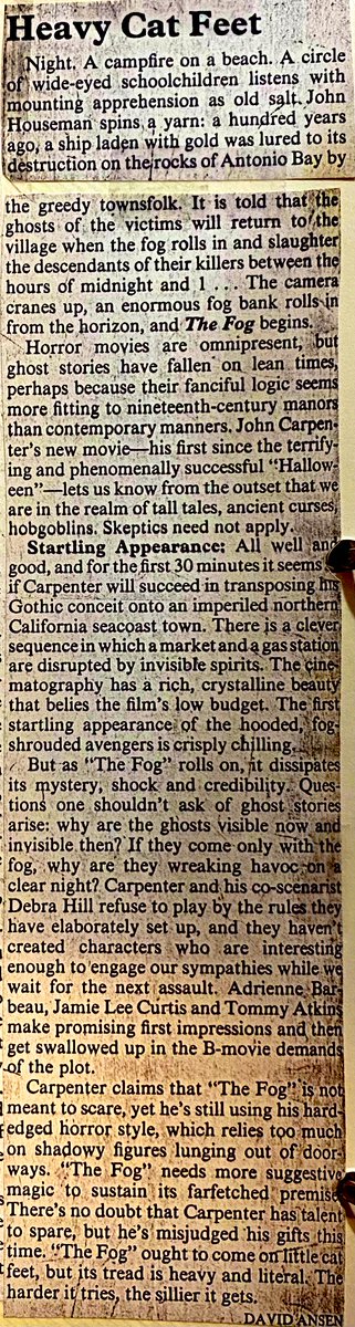 ClassicHBOGuide's tweet image. March 1981 @HBO - John Carpenter’s THE FOG - guide ads, original @Newsweek review, still with the cast #1980s #fog #HorrorMovies #ghost @TheHorrorMaster
