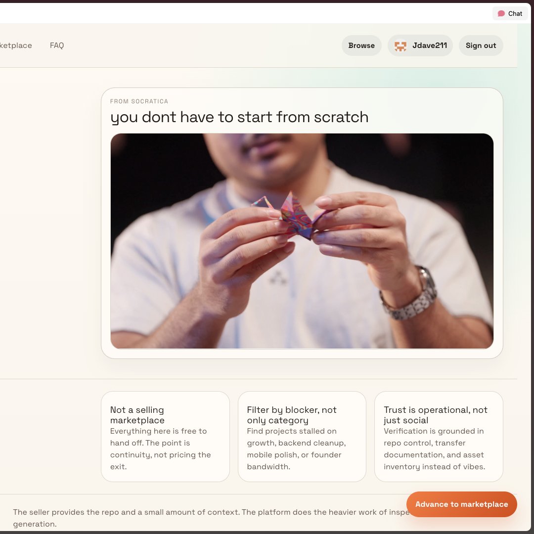 Inspired by <a href="/socraticainfo/">Socratica</a> symposium weekend - give your unfinished projects a second chance.
handoffai.netlify.app