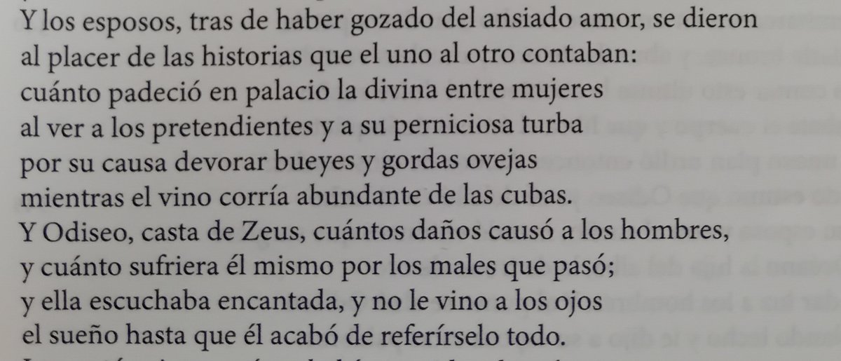 Cuando Odiseo regresa a Ítaca, se conduce con forma de mendigo (por obra de Atenea) y no se cansa de referir distintas versiones de sus andanzas. A Eumeo, a Penélope (que, naturalmente, no lo reconoce), al pretendiente Eurínomo y hasta a la misma Atenea, que queda pasmada por su