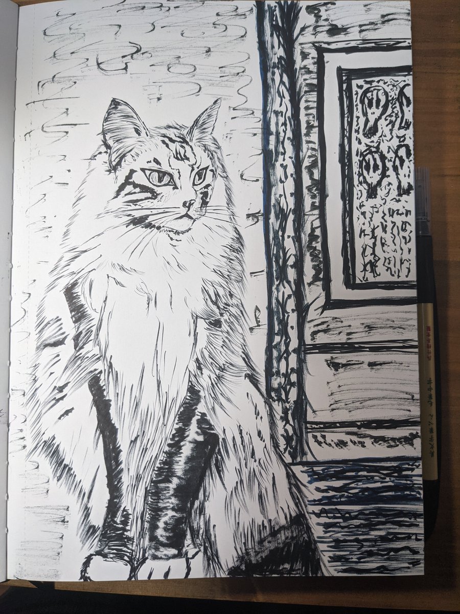 mucrow777's tweet photo. One-Shot Challenge! No eraser, no rough sketch. I captured a soul-striking moment in a single rush.
​Waiting forever for the master who never returns.
​#drawing #illustration #一発勝負 #手描き #動物 https://t.co/IOO0IMrUCf