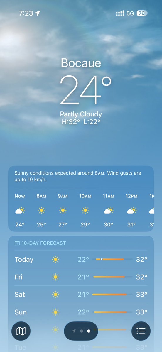 chickin_twt's tweet photo. D-2
March 19,2026
7:23 am
Tirik na yung araw at medyo mainit na din. Sadly, hindi na ganun kalamig yung hangin unlike nung mga nakaraang araw. Medyo cloudy pa din naman.
#BulacanWeatherUpdate
#NEW_BULACAN
#SEVENTEEN_NEW_IN_BULACAN https://t.co/PmogEwbaPz