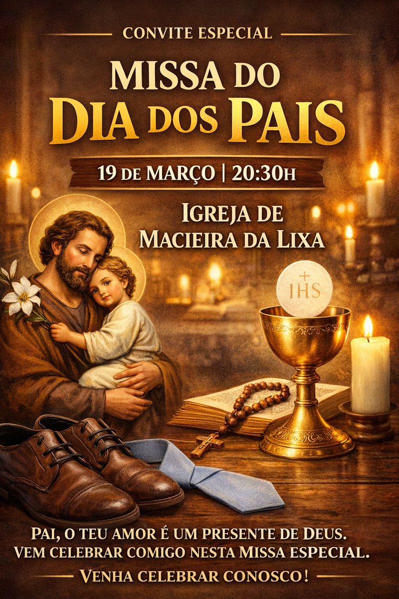 BÊNÇÃO ESPECIAL AOS PAIS - Convidamos toda Comunidade da Lixa - Nesta Quinta-19 Março-20.30h--Igreja Paroquial de Macieira da Lixa