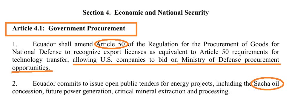 El Acuerdo de Comercio “Recíproco” (ACR) responde al interés y seguridad nacional de Estados Unidos, NO de Ecuador.

Entre los artículos que revisten mayor gravedad contenidos en el Acuerdo de Comercio “Recíproco” con Estados Unidos está en el Anexo III, compromisos específicos,