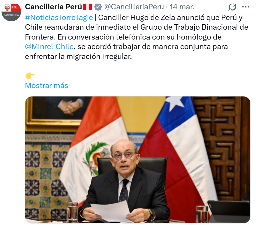 Yosoyelkarma2's tweet photo. @AlertaMundoNews Ignoren al zurdo ignorante que el Congreso colocó... el viejito NO tiene NI VOZ NI VOTO,,
el Canciller #HugoDeZela conversó con el Pdte. #Kast  y en todo momento confirmó la colaboración del gob. peruano,, lo dijo en una entrevista por TV. https://t.co/OnEzTj1Moh