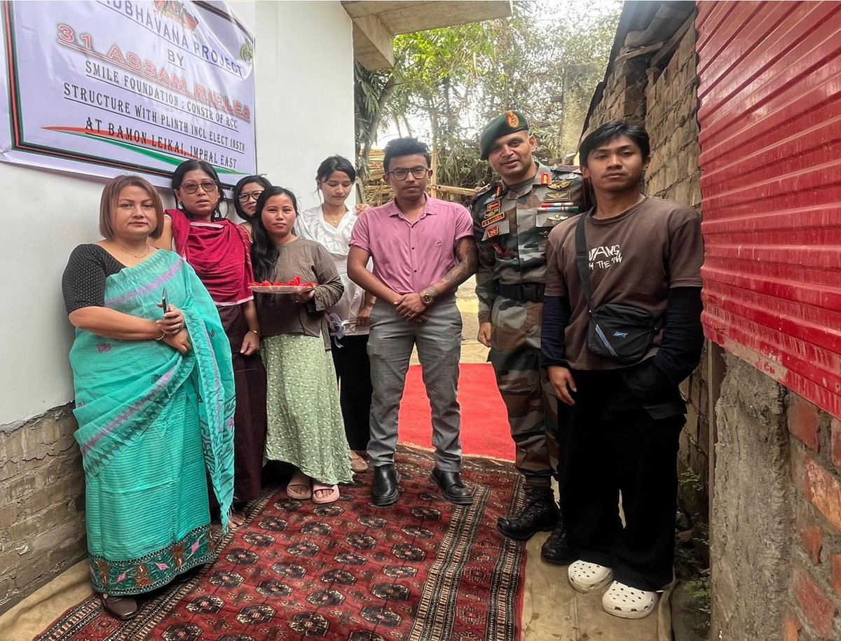 manipur_army's tweet photo. Empowering the Manipur local community 🇮🇳
Assam Rifles inaugurated new infrastructure for the Smile Foundation at Bamon Leikai, Imphal East.
A major step toward skill development & women’s empowerment in the region.
#WeverseWithSB19 #Manipur #AssamElections2026 #pixelstreaming https://t.co/WaPq8kL6bU