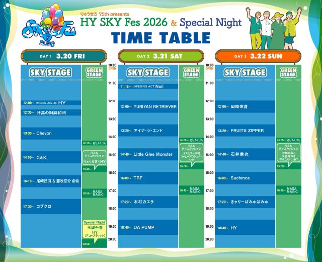 lawson_ticket's tweet photo. ＼🌺いよいよ明日より開催🌺／

【HY SKY Fes 2026 &amp; Special Night】
🏕️沖縄県総合運動公園

📍3/20(金・祝)
#コブクロ / 尾崎匠海&amp;藤牧京介 (#INI) 他
📍3/21(土)
#DAPUMP / #木村カエラ 他
📍3/22(日)
#HY / #きゃりーぱみゅぱみゅ 他

🎫チケット発売中‼️
https://t.co/p59lpFLLWo

@HY_SKYFes https://t.co/SVdZRinxg8