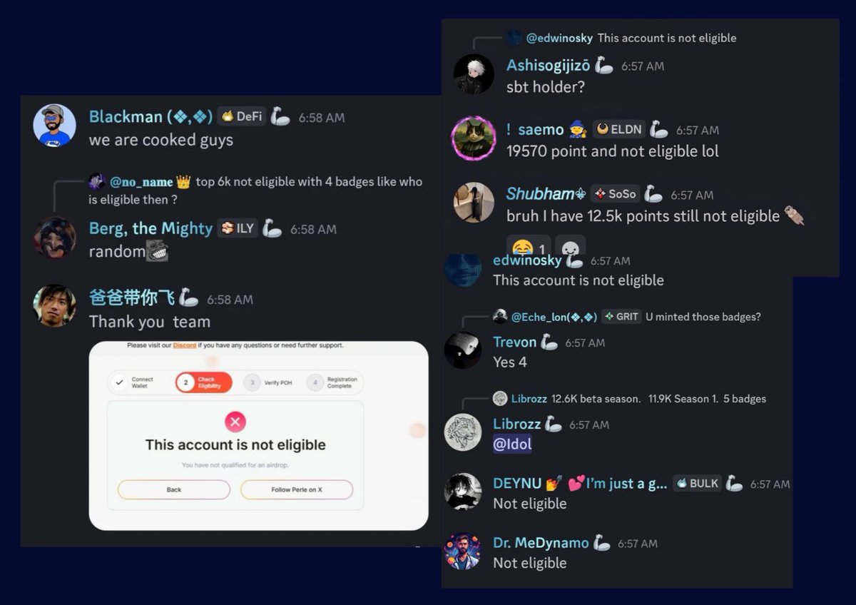 One more scam project unlocked.

Till yesterday, I thought it was 50/50, but Perle made it 100% today lol.

Early point collectors = not eligible
Badge holders = not eligible
NFT holders = not eligible

This feels like a slow rug.

Only a few people are eligible, and I don’t even