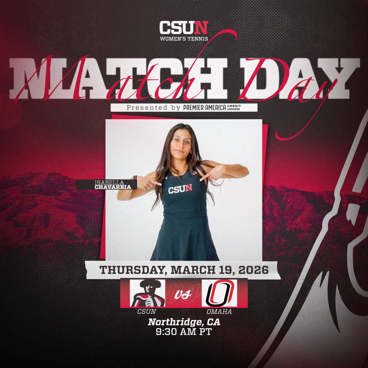 Matadors Clash with the Mavericks. 
🆚 Omaha
⏰ 9:30 A.M.
📍 Matador Tennis Complex