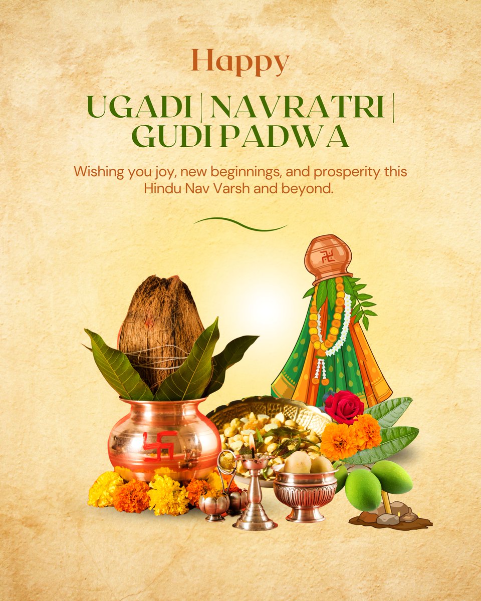 Wishing you and your family a very Happy Hindu New Year. May your lives be filled with happiness, prosperity, and well-being. 
#Ugadi2026 #GudiPadwa #Navratri #NewYear