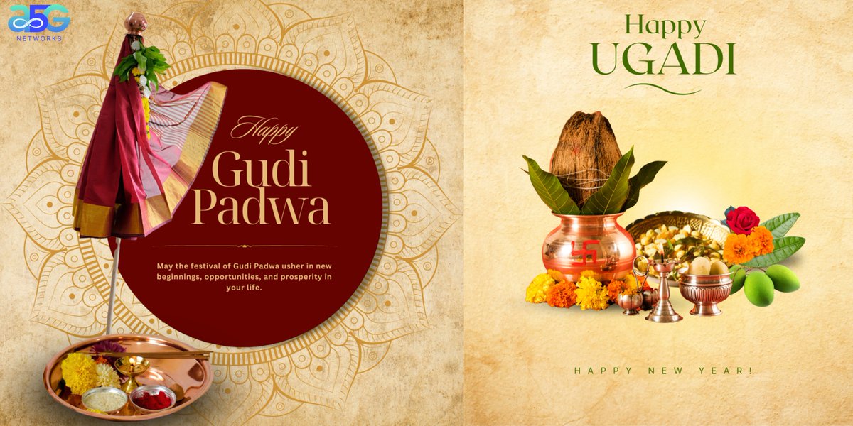 A5gNetworks's tweet photo. May this festive season bring joy to your homes and success to everything you set out to achieve. 

@A5GNetworks wishes you and your family Happy Ugadi and Gudi Padwa!

#A5gnetworks #Ugadi #GudiPadwa #FestiveGreetings #NewYearCelebration #A5gnet https://t.co/tJ8zjBQxbS