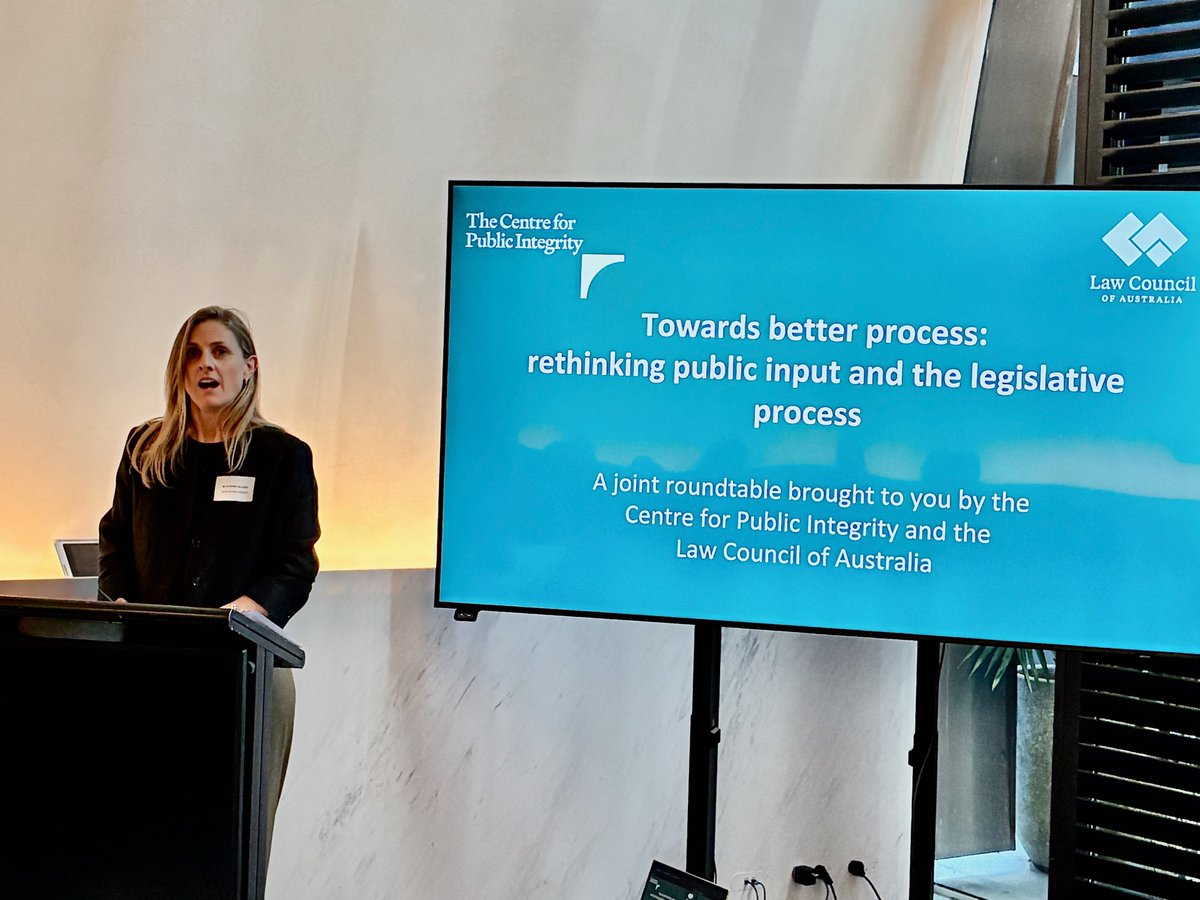 cpi_aus's tweet image. Good lawmaking depends on good process.

On 13 March 2026, the Centre for Public Integrity and the Law Council of Australia brought together experts, parliamentarians and legal leaders to discuss how public input into lawmaking can be improved.

1/

#auspol #auslaw
