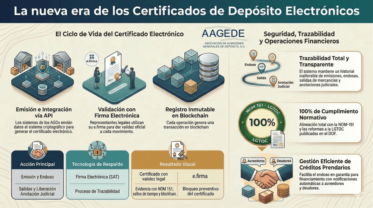 AAGEDEAC's tweet photo. La reforma a la Ley General de Títulos y Operaciones de Crédito (LGTOC) de marzo de 2024 establece las bases para la emisión de Certificados de Depósito Electrónicos en México. https://t.co/I89oRvNoIt