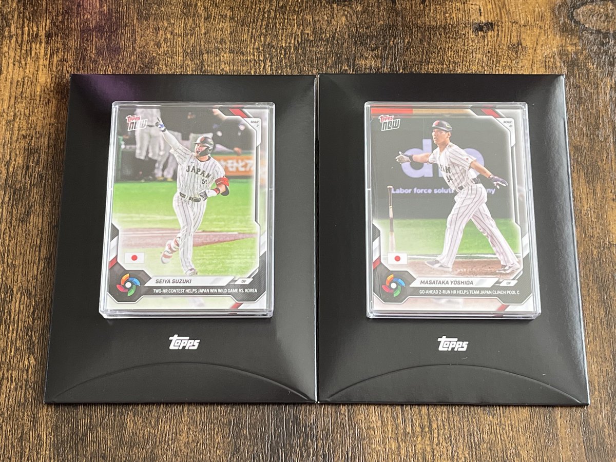 ryosukeh1984's tweet image. 鈴木誠也と吉田正尚のWBCカード届いたー！💪
大谷翔平のカードも首を長〜くして待ってます！🦒笑

#ToppsWBC
#WorldBaseballClassic
#侍ジャパン
#鈴木誠也 #吉田正尚