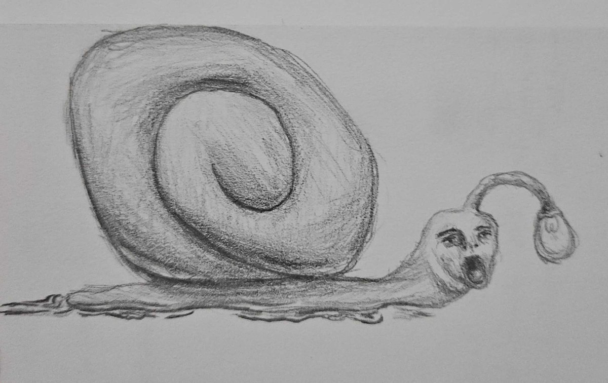 TorridClaw's tweet photo. Had the urge to pick up a pencil on this fine evening. I am now putting down the pencil.

I forgot how a snail looked halfway through drawing it.

#animal #pencildrawing #creature #traditionalart #sketchartist #sketchdrawing #art https://t.co/6We7kJ8cOB
