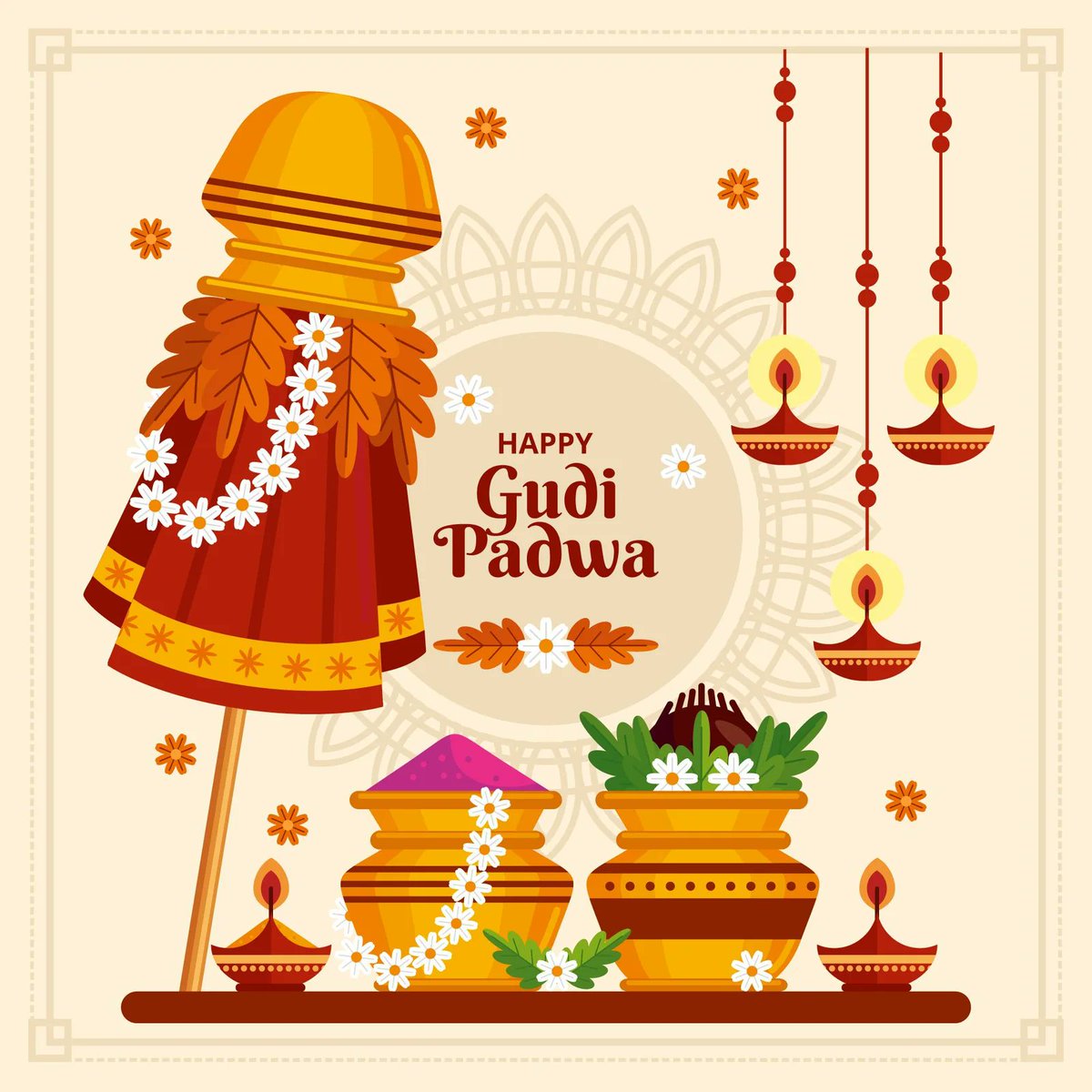 9. Happy Gudi Padwa! 🌟🪔

May this auspicious day usher in new beginnings and abundant joy!   

#GudiPadwa #NewBeginnings