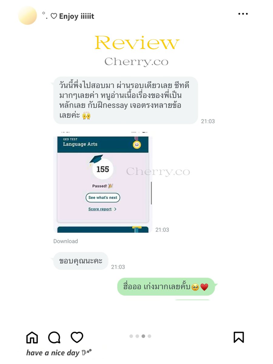 Rla 155/200 เจอตรงหลายข้อ😻
เก่งที่สุดเยย

#รีวิวgedcherry #สอบged #สอบเทียบGED