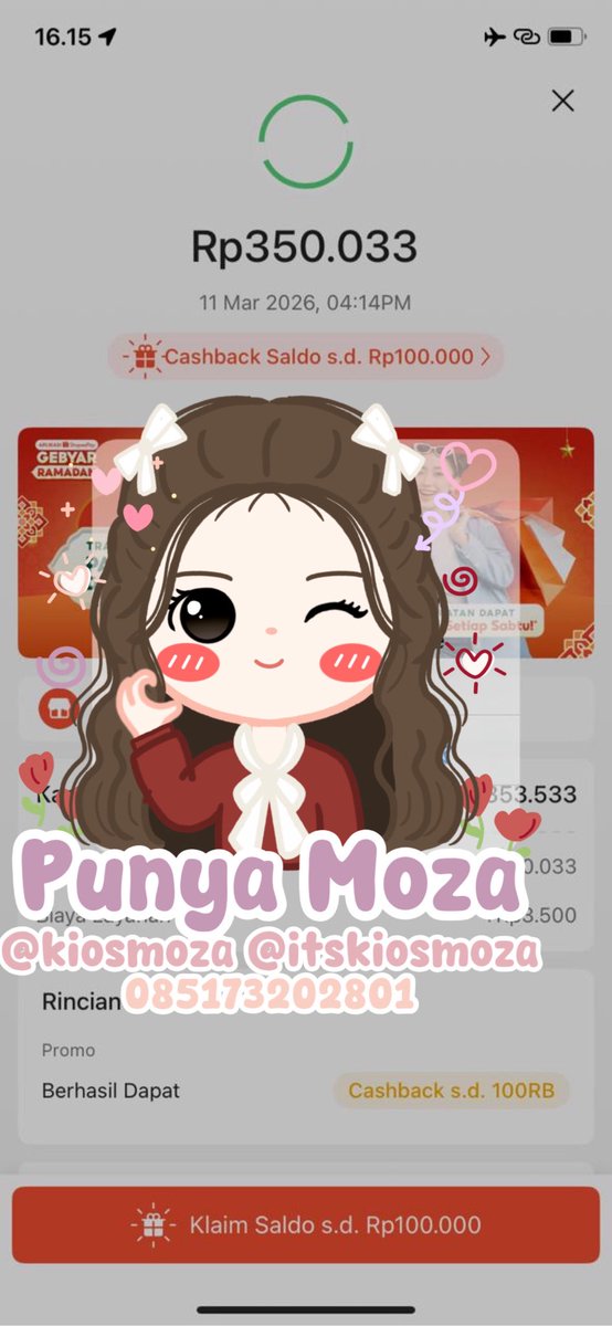kiosmoza's tweet photo. 1376-1373
gestun spaylater shopeepaylater via scan qr

cair instant🥳 https://t.co/fw9NkWmFX2